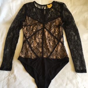 Black-lace Bodysuit, Long-sleeve
